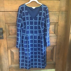 Boden Ponte Plaid Long Sleeve Dress, US 14 Tall